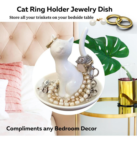 Plato De Joyería Con Soporte Para Anillos De Gato Evelots, O