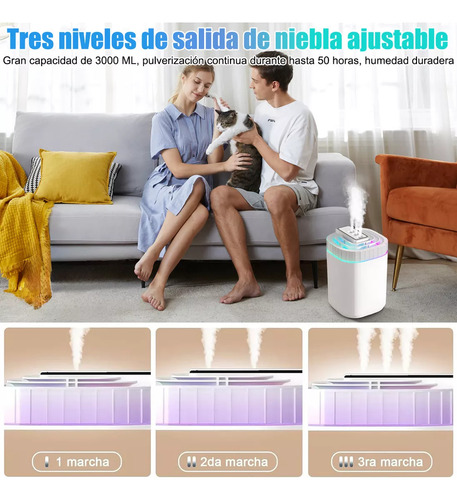 Humidificador Aromaterapia 3000ml Difusor De Aceite Esencial-Viene con aceites esenciales(2~4 botellas)