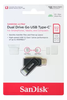 Sandisk Memoria Usb Tipo C 3.2 Dual Drive 512gb 400 Mb/s