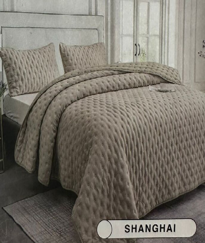 Cubrecama Quilt Liso Reversible King Size Con 2 Fundones