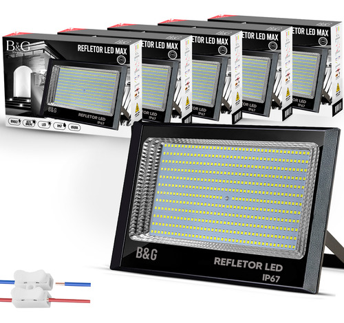 Kit 5 Refletor Holofote 700w Super Led Ip67 Prova D´agua Cor Da Carcaça Preto Cor Da Luz Branco Frio 6500k 110v/220v