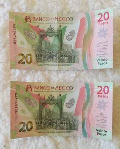 Billete De 20 Pesos Serie Aa