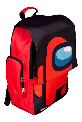 Mochila Escolar Among Us Red Color Negro