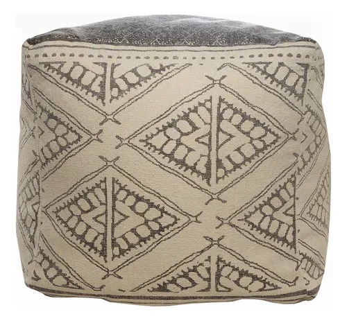 Lr Home Puf Rustico Geometrico Hecho A Mano, Beige/gris, 20