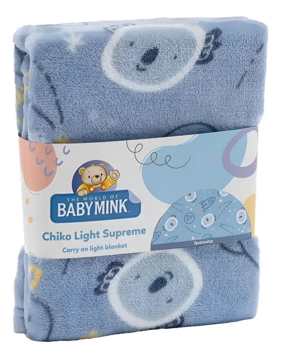 Cobertor Ligero Para Bebé Baby Mink Bm079 Spaceship Azul