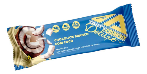 Tasty Crunchy Deluxe Barrinha 12 Uni. 50g Adaptogen Sabor Choco Branco Com Coco