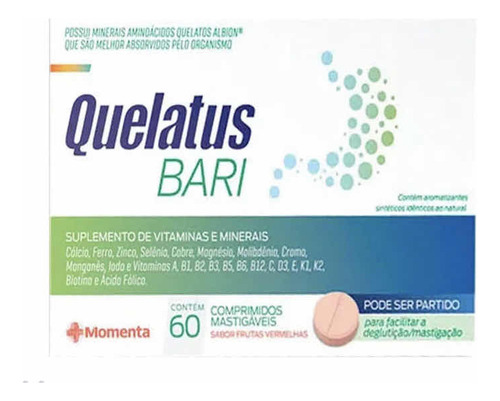 Quelatus Bari 60 Comprimidos Mastigáveis Sabor Frutas Vermelhas