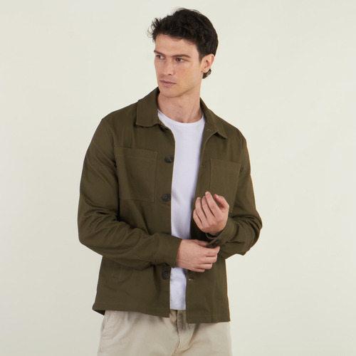 Camisaco Hombre Kevingston Owen Gabardina Verde Militar