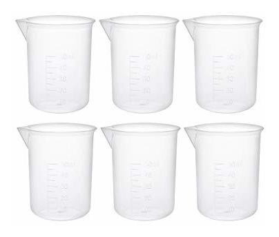 Uxcell 6pcs Transparente Taza De Medición Lab Pp Vaso Gradua