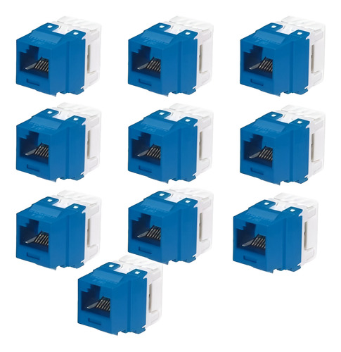 10 Pzs Conector Jack Cat6 Panduit 8 Posiciones Azul Nk688mbu
