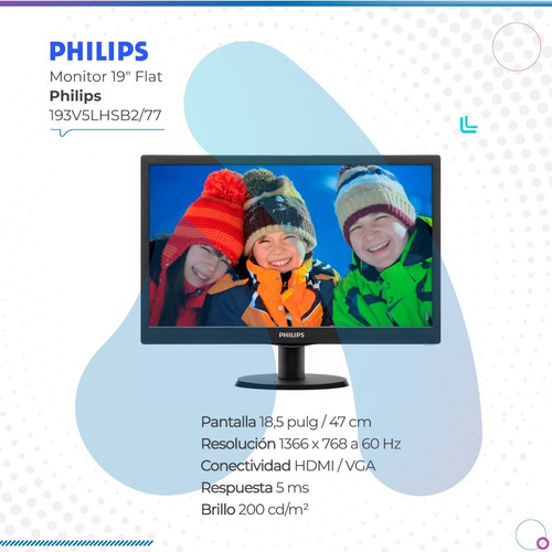 Monitor Philips V 193v5lhsb2/55 Lcd Full Hd Negro 18,5
