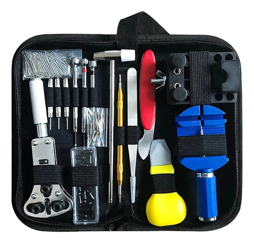 Kit Relojero Juego Herramienta Estuche Reparacion Profesional Mantenimiento Reloj Joyero 147 Piezas Ajuste Correa Desarmadores Cambio Pernos