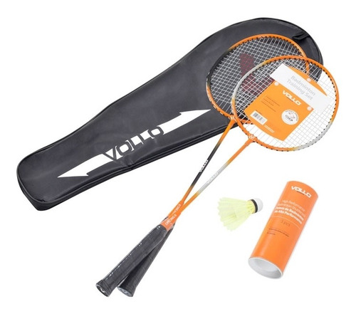 Kit Badminton Vollo 2 Raquetes + 3 Petecas + Raqueteira
