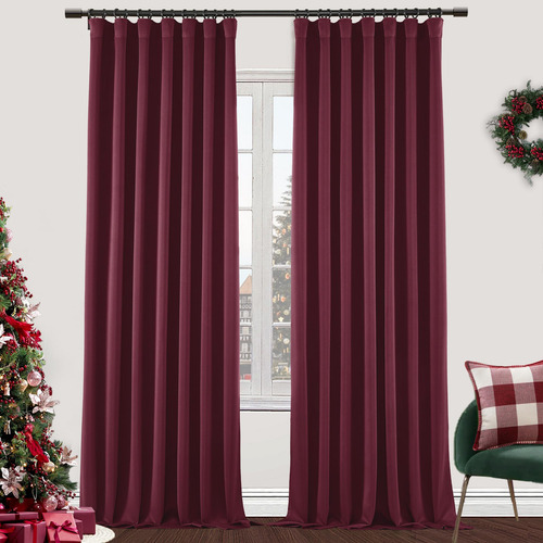 Cortinas Shineland Cranberry Burgundy 260 Cm 100% Opacas X2