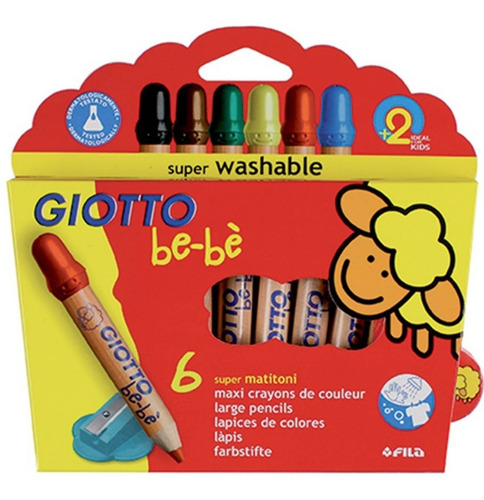 Lapices De Colores Giotto Bebe X 6u. Lavables Super Gruesos