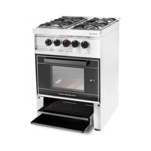 Cocina 4 Hornallas 57.5cm Acero Inox Con Parrilla Sol Real