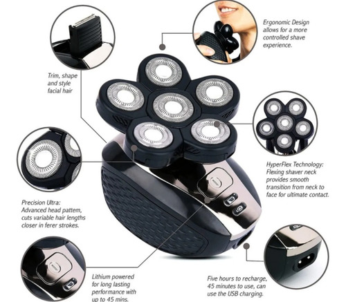 Men 5 In 1 Multifunctional Electric Bald Shaver.