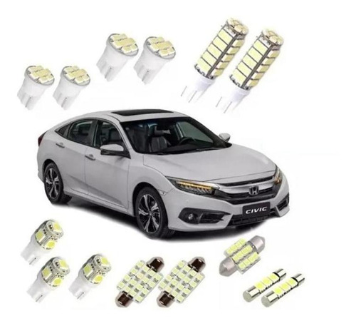 Kit Lâmpadas Led Honda New Civic G10 2017 2018 Placa Teto Ré