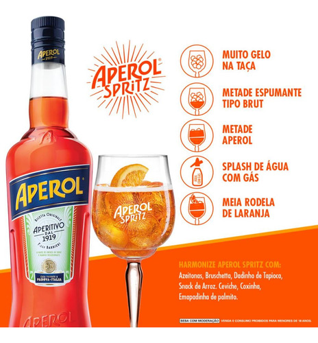 Aperitivo Aperol Garrafa 750ml
