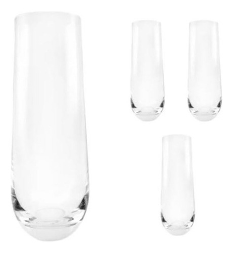 Set Vasos De Champaña De Vidrio 295ml (4u) Color Transparente