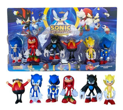 Kit 6 Bonecos Sonic - Modelo Novo Grande Presente Brinquedo