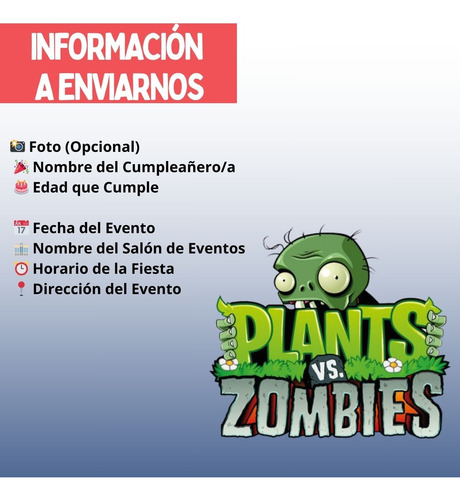Invitación Digital Animada Tiziben: Plantas Vs Zombies Plantas Vs Zombies