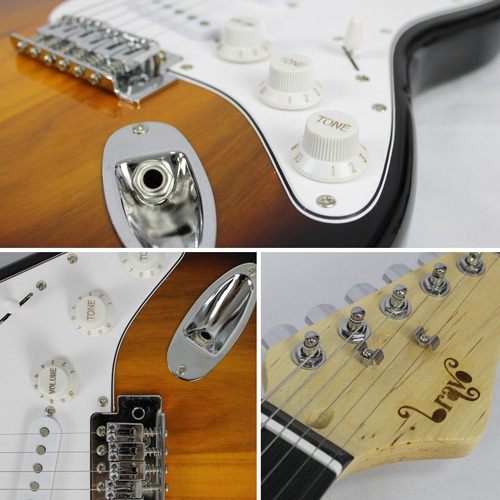 Kit Guitarra Stratocaster Iniciante Estudante Acessórios Cor Sunburst Orientação Da Mão Destro Bravo Beg100