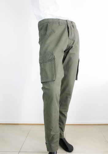 Pantalon Cargo Gabardina Verde