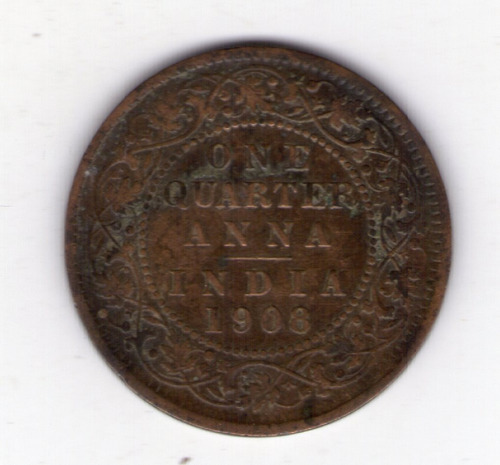 India Britanica 1/4 Anna 1908c Km502 Mb-