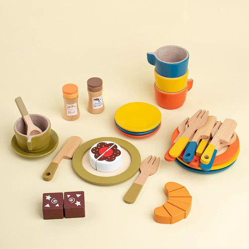 .. Platos De Juguete De Madera, Juego De Simulación, Tazas