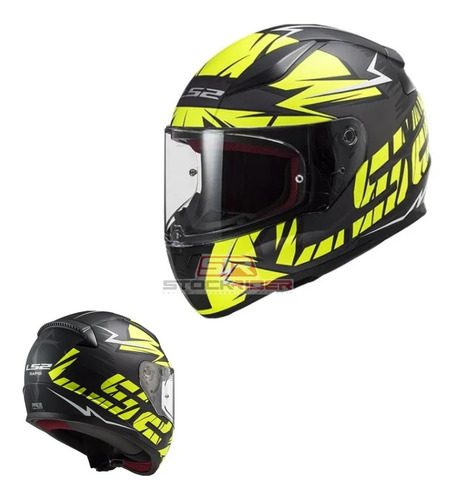 Casco Cerrado Ls2 Rapid  Ngo/ama Fluo/mate Ff353 Stockrider