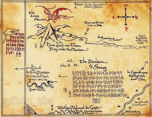 Cuadro Mapa De Thrór Thorin - The Hobbit - J R R Tolkien 