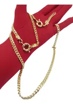Comprar Cadena Y Pulsera Cubana C1797 Enchapada En Oro 18 Kcon Sello