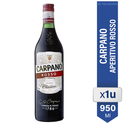 Imagen 2 de 4 de Aperitivo Carpano Rosso 950ml