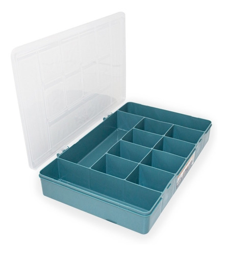 Box Com 11 Divisórias 28x17cm Caixa Organizadora Plástico Cor Azul