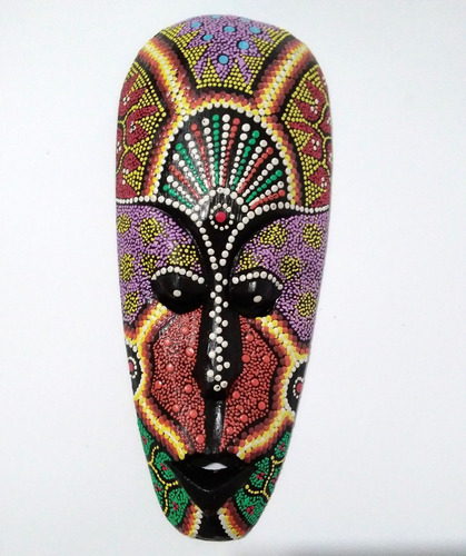 Hermosa Máscara Decorativa, Puntillismo, Origen Indonesia