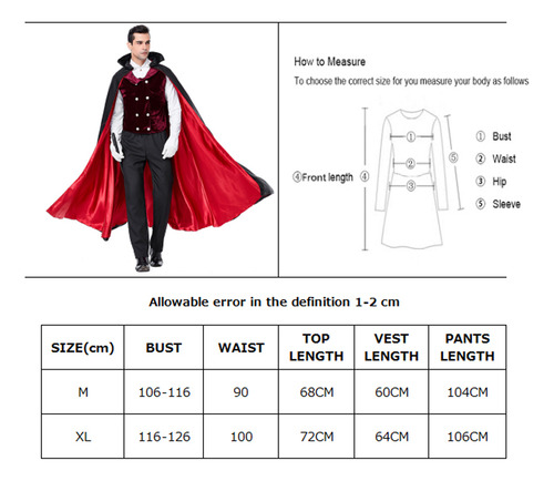 Carnival Costume Men Deluxe Vampire Cosplay Count Dracula