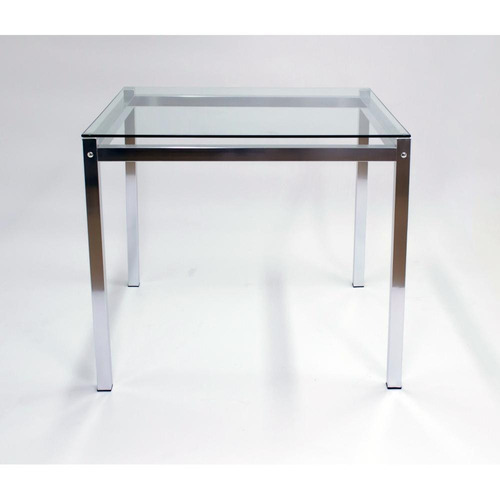 Mesa Alegro M011 Com Tampo De Vidro 90x90cm - Alumínio