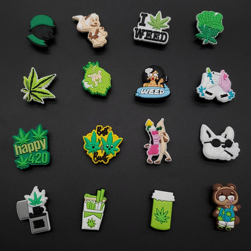 Juego De 16 Abalorios Con Forma De Hojas Verdes Para Zapatos
