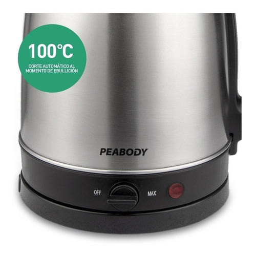 Pava Eléctrica Peabody Pe-k1708 Inox 2200w 1.7l 220v P2 Color Plateado