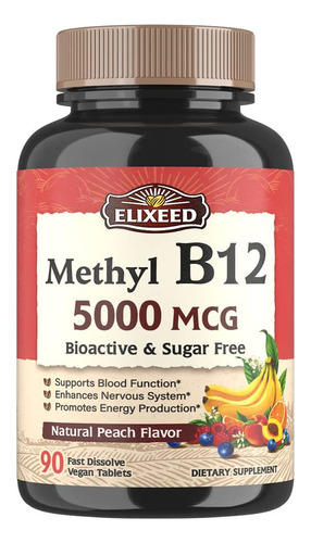 Vitamina Elixeed B12 5000mcg, Metilcobalamina, La 91n3j