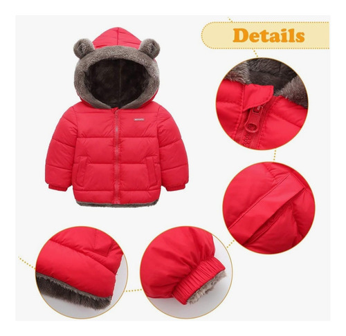 Chaquetas D Invierno Con Capucha Plumón De Felpa Niños Niña