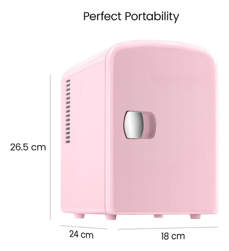 Mini Frigobar 4l, Portátil Para Latas Y Cuidado De Piel Rosa