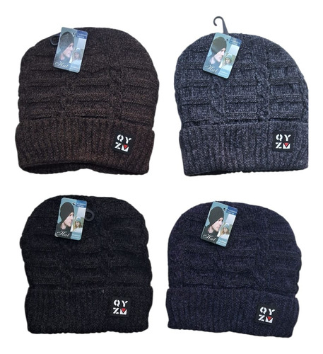Gorros Chenill Con Interior De Corderito Frio Invierno Marrón Oscuro Unico