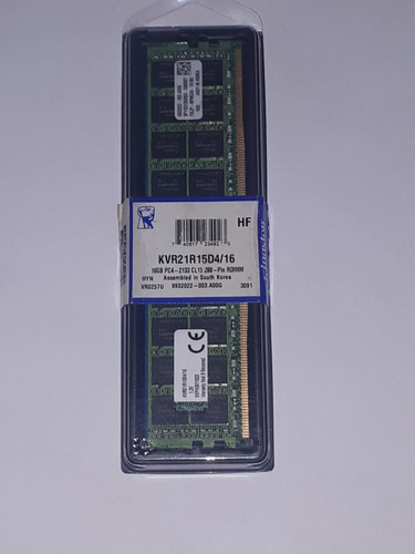 Imagem 1 de 2 de Memoria Servidor Ddr4 Kingston Kvr21r15d4/16 16gb 2133m Ecc