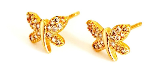 Aretes De Oro 18k Laminado Y Zirconias Corte Diamante.