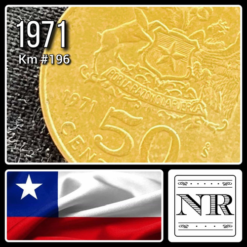 Chile - 50 Centésimos - Año 1971 - Km #196 - O' Higgins