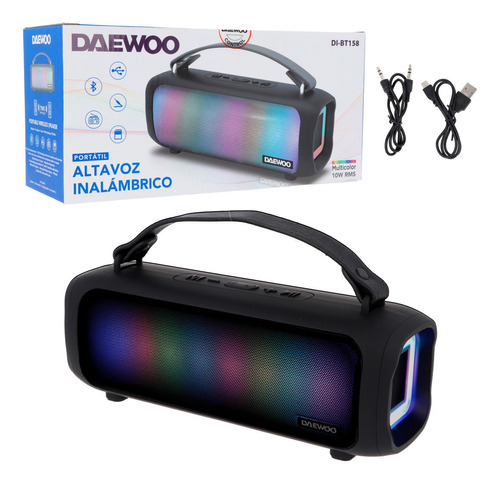 Parlante Daewoo 10w Portatil Usb Blutoot Radio Fm Luces 