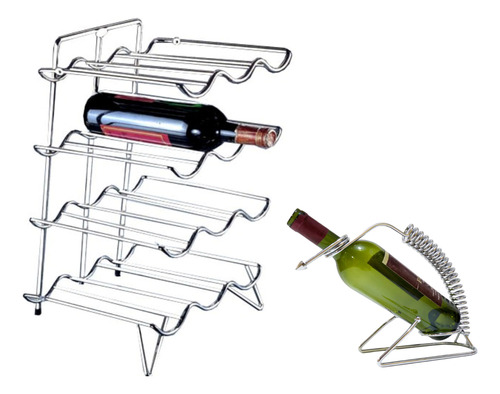 Porta Botella De Vino Individual + Estante Para 12 Botellas