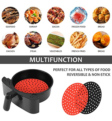 Air Fryer Liners, Round 9 Reutilizables Air Fryer Liners D